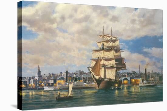 'Ocean Monarch' leaving New York-Roy Cross-Stretched Canvas