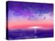 Ocean Sunset Watercolor III-Hallie Clausen-Stretched Canvas