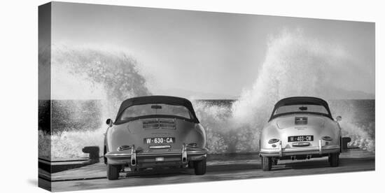 Ocean Waves Breaking on Vintage Beauties (BW)-Gasoline Images-Stretched Canvas