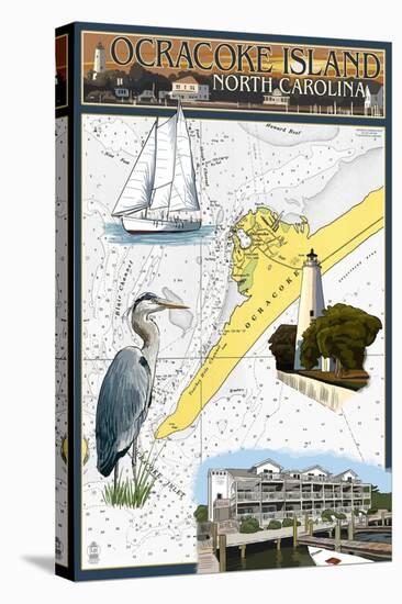 Ocracoke, Outer Banks, North Carolina - Nautical Chart-Lantern Press-Stretched Canvas