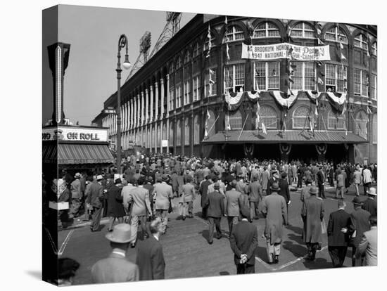 October 1947 Dodger Baseball Fans Pour into Main Entrance Ebbets Field Brooklyn-null-Premier Image Canvas