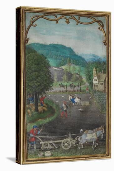 October Leaf from a Calender Book of Hours-Simon Bening-Premier Image Canvas
