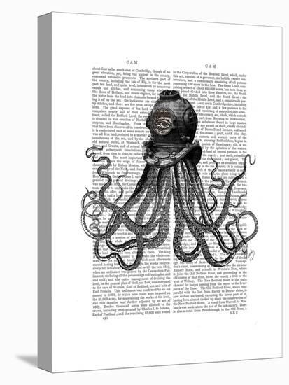 Octopus and Diving Helmet-Fab Funky-Stretched Canvas