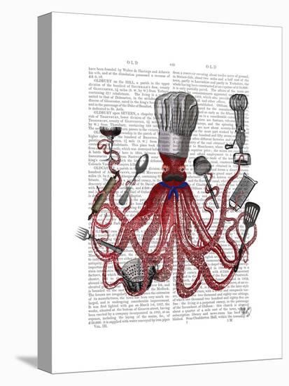 Octopus Fabulous French Chef-Fab Funky-Stretched Canvas