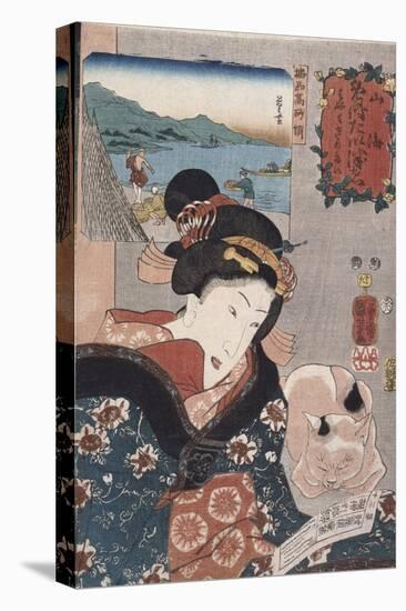 Octopus Fishing at Takasago in Harima Province', from the Series 'Famous Products of the Provinces'-Utagawa Kuniyoshi-Premier Image Canvas