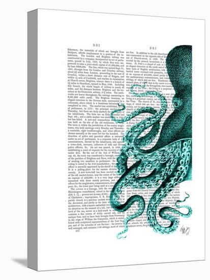 Octopus Green Half-Fab Funky-Stretched Canvas