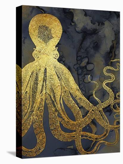 Octopus Ink Gold & Blue I-Christine Zalewski-Stretched Canvas