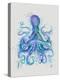 Octopus Rainbow Splash Blue-Fab Funky-Stretched Canvas