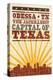 Odessa, Texas - Skyline and Sunburst Screenprint Style-Lantern Press-Stretched Canvas