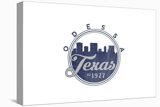 Odessa, Texas - Skyline Seal (Blue)-Lantern Press-Stretched Canvas