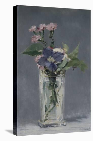 Oeillets et clématites dans un vase de cristal-Edouard Manet-Premier Image Canvas