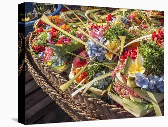 Offerings of flowers for sale, Denpasar, Bali, Indonesia, Southeast Asia, Asia-Melissa Kuhnell-Premier Image Canvas