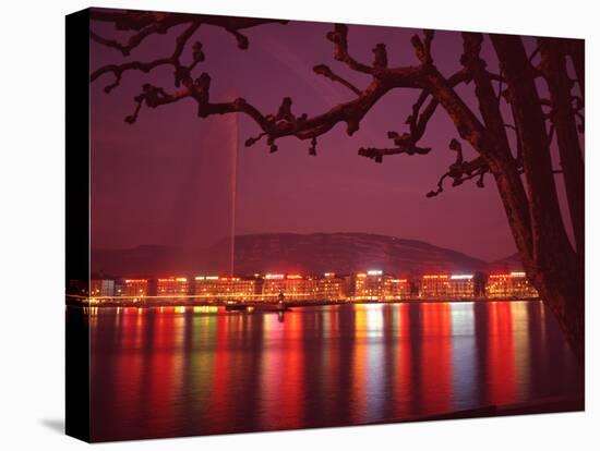 Office and Hotel Buildings Reflected in the Waters of Lake Geneva, Switzerland-Ralph Crane-Premier Image Canvas