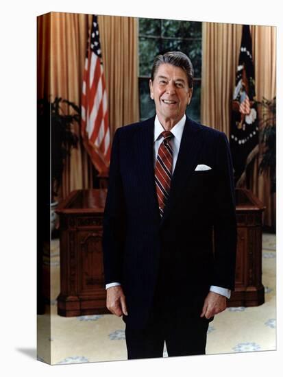 Official Portrait of President Reagan in the Oval Office. June 3 1985. Po-Usp-Reagan_Na-12-0061M-null-Stretched Canvas