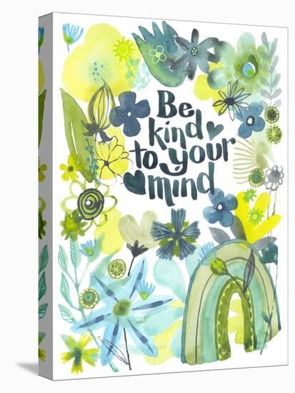 Oh Happy Day Floral - Green - Be Kind Card-Kerstin Stock-Stretched Canvas