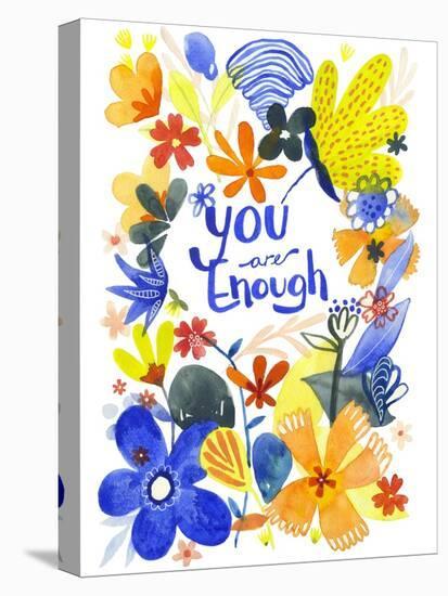 Oh Happy Day Floral - Orange/Blue - You Are Enough Card-Kerstin Stock-Stretched Canvas