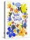 Oh Happy Day Floral - Orange/Blue - You Are Enough Card-Kerstin Stock-Stretched Canvas