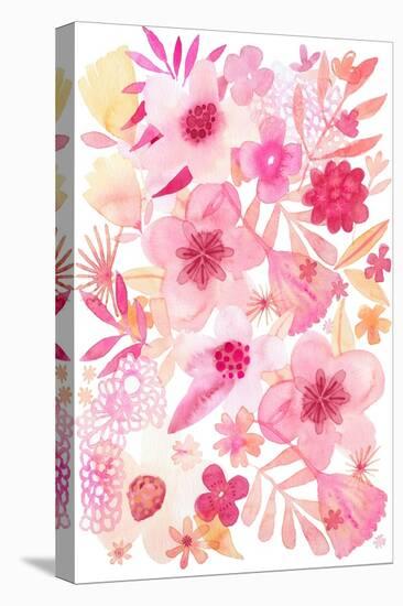 Oh Happy Day Floral - Pink Pattern-Kerstin Stock-Stretched Canvas