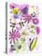 Oh Happy Day Floral - Purple/Green Pattern-Kerstin Stock-Stretched Canvas