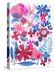 Oh Happy Day Floral - Red/Blue Pattern-Kerstin Stock-Stretched Canvas