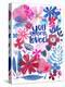 Oh Happy Day Floral - Red/Blue - You Are Loved Card-Kerstin Stock-Stretched Canvas