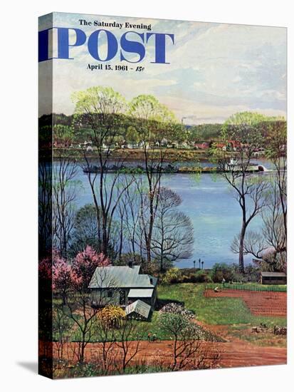 "Ohio River in April," Saturday Evening Post Cover, April 15, 1961-John Clymer-Premier Image Canvas