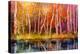 Oil Painting Landscape - Colorful Autumn Trees. Semi Abstract Image of Forest, Trees with Yellow --pluie_r-Stretched Canvas