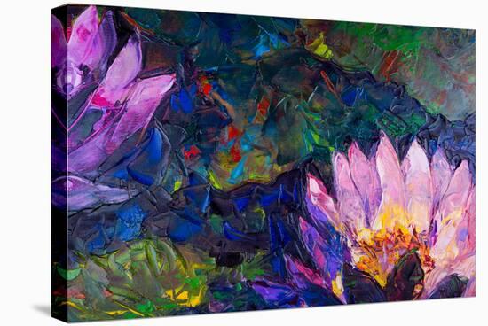 Oil Painting of Beautiful Lotus Flower-jannoon028-Stretched Canvas