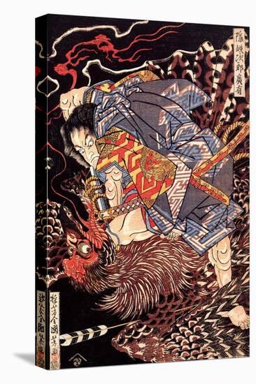 Oki No Jiro Hiroari Killing a Monstrous Tengu-Kuniyoshi Utagawa-Premier Image Canvas