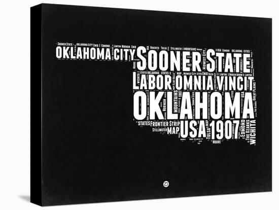 Oklahoma Black and White Map-NaxArt-Stretched Canvas