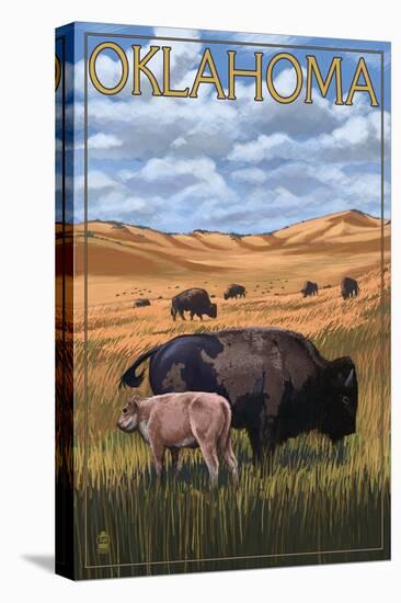 Oklahoma - Buffalo and Calf-Lantern Press-Stretched Canvas