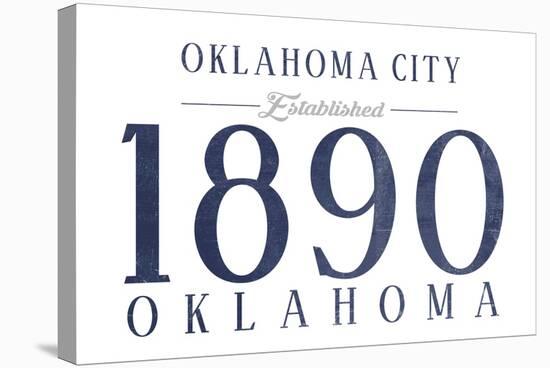 Oklahoma City, Oklahoma - Established Date (Blue)-Lantern Press-Stretched Canvas