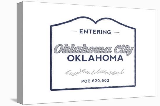 Oklahoma City, Oklahoma - Now Entering (Blue)-Lantern Press-Stretched Canvas