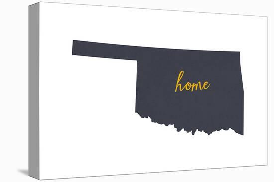 Oklahoma - Home State - Gray on White-Lantern Press-Stretched Canvas