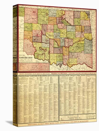 Oklahoma - Panoramic Map-Lantern Press-Stretched Canvas