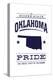 Oklahoma State Pride - Blue on White-Lantern Press-Stretched Canvas