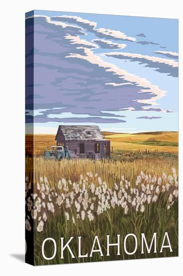 Oklahoma - Wheat Field and Shack-Lantern Press-Stretched Canvas