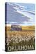Oklahoma - Wheat Field and Shack-Lantern Press-Stretched Canvas