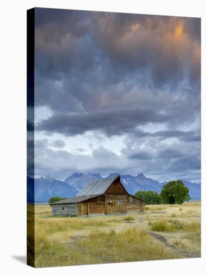 Old Barn and Teton Mountain Range, Jackson Hole, Wyoming, USA-Michele Falzone-Premier Image Canvas