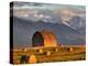 Old Barn Framed By Hay Bales, Mission Mountain Range, Montana, USA-Chuck Haney-Premier Image Canvas
