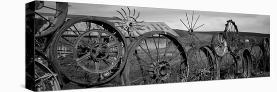Old Barn with a Fence Made of Wheels, Palouse, Whitman County, Washington State, USA-null-Premier Image Canvas