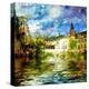 Old Belgium Channel - Picture On Painting Style-Maugli-l-Stretched Canvas