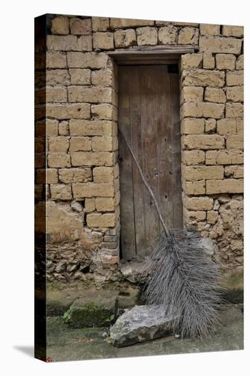Old Doorway, Traditional Village of Xingping with Broom in Front-Darrell Gulin-Premier Image Canvas
