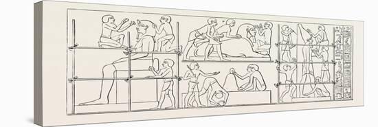 Old Egyptian Representation of the Making of Two Statues and a Sphinx. Egypt, 1879-null-Premier Image Canvas