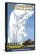 Old Faithful Lodge and Bus - Yellowstone National Park-Lantern Press-Stretched Canvas