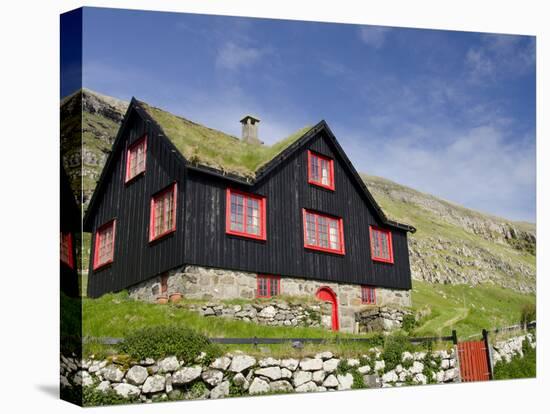 Old Farm House with Sod Roof, Kirkjubor Village, Faroe Islands, Denmark-Cindy Miller Hopkins-Premier Image Canvas