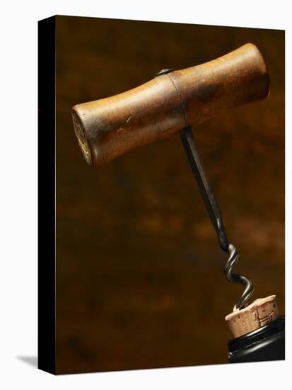 Old-Fashioned Corkscrew Uncorking Bottle-Steve Lupton-Premier Image Canvas