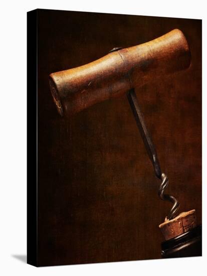Old-Fashioned Corkscrew Uncorking Bottle-Steve Lupton-Premier Image Canvas