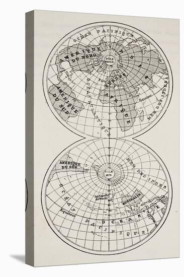 Old Globe Map Of Continents And Oceans On Earth'S Surface-marzolino-Stretched Canvas