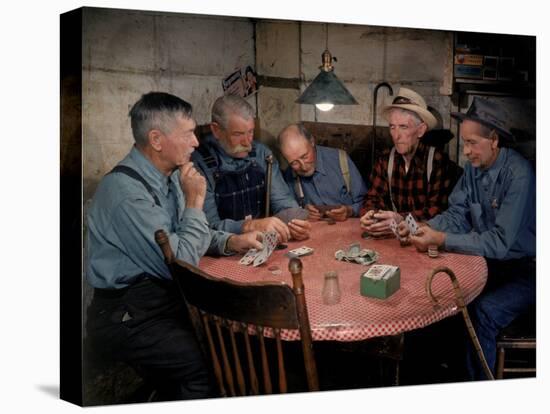 Old Gold Miners Play a Game of Poker at Twilight, Volcano Grocery Store, Volcano, California, 1948-Herbert Gehr-Premier Image Canvas